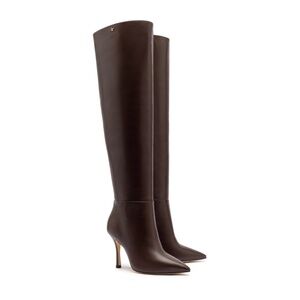 Larroude Kate Hi Boot In Brown Leather
